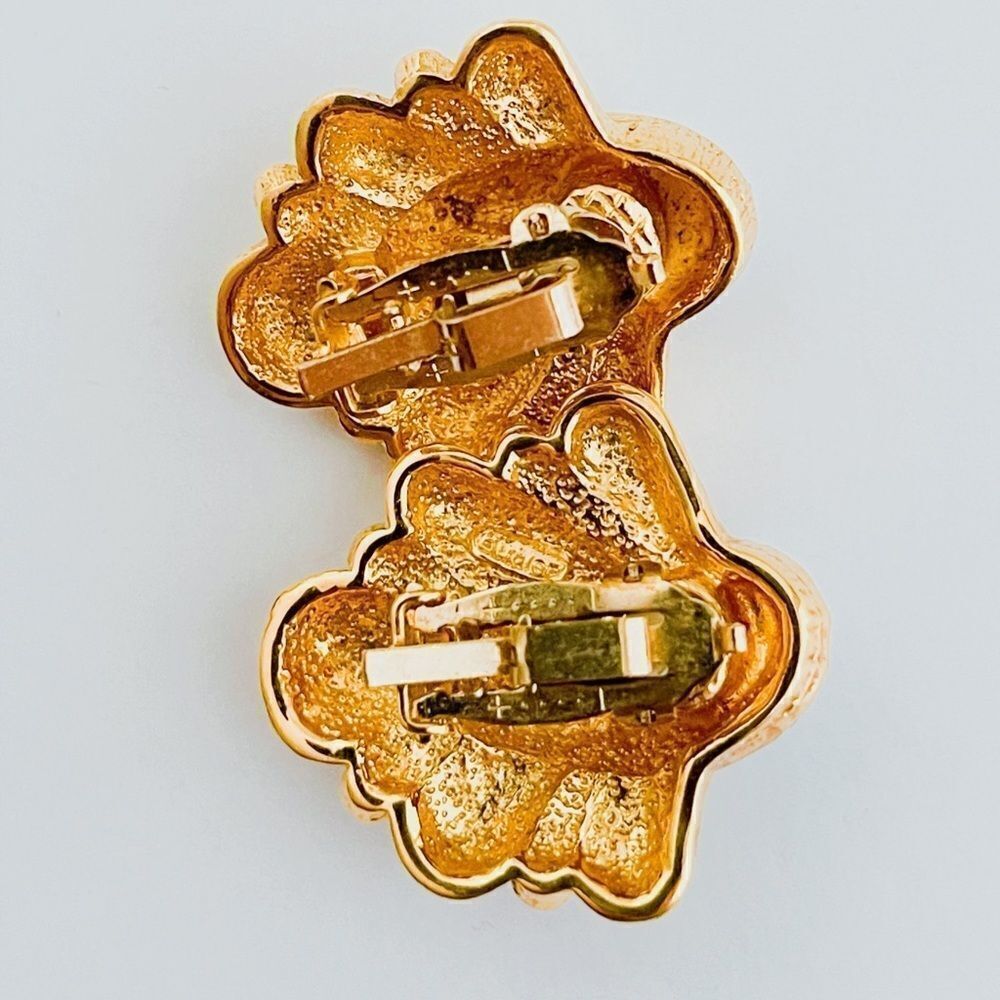 Vintage Christian Dior-Style Gold Tone Rhinestone Clip-On Earrings - Picture 5 of 15